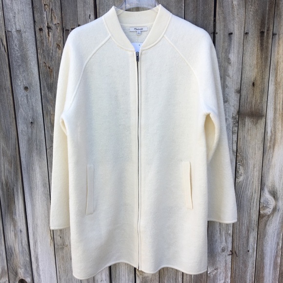 Madewell Tops - Madewell RARE Bomber Sweater-Jacket Cream NWT M